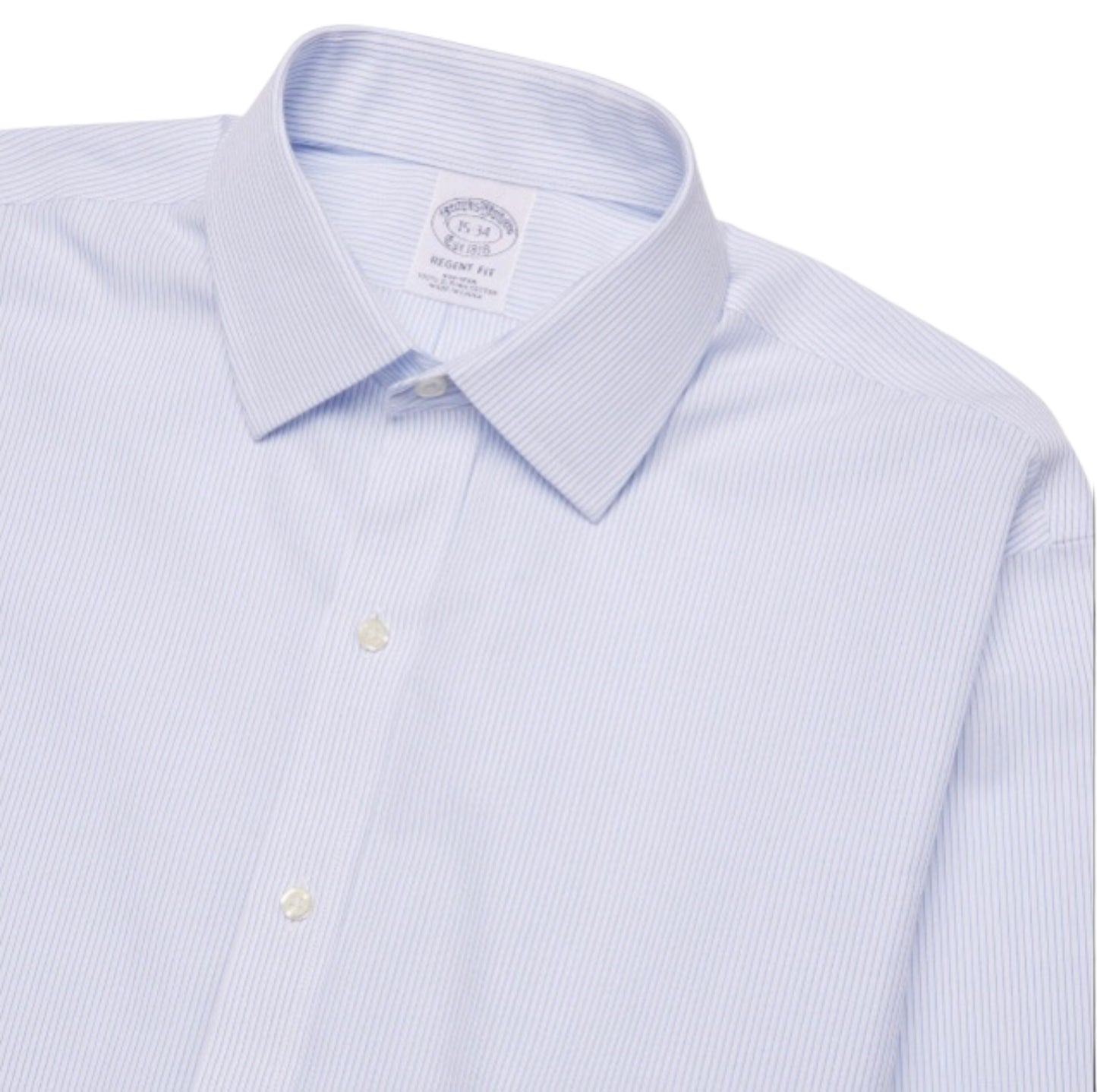 BROOKS BROTHERS - CHEMISE SMOKING BLEUE COUPE REGULAR -  COL AINSLEY - OXFORD STRETCH - RAYÉ - OUT OF COLLECTION : Grandes marques à prix discount, ventes privées H24 7/7 ! 