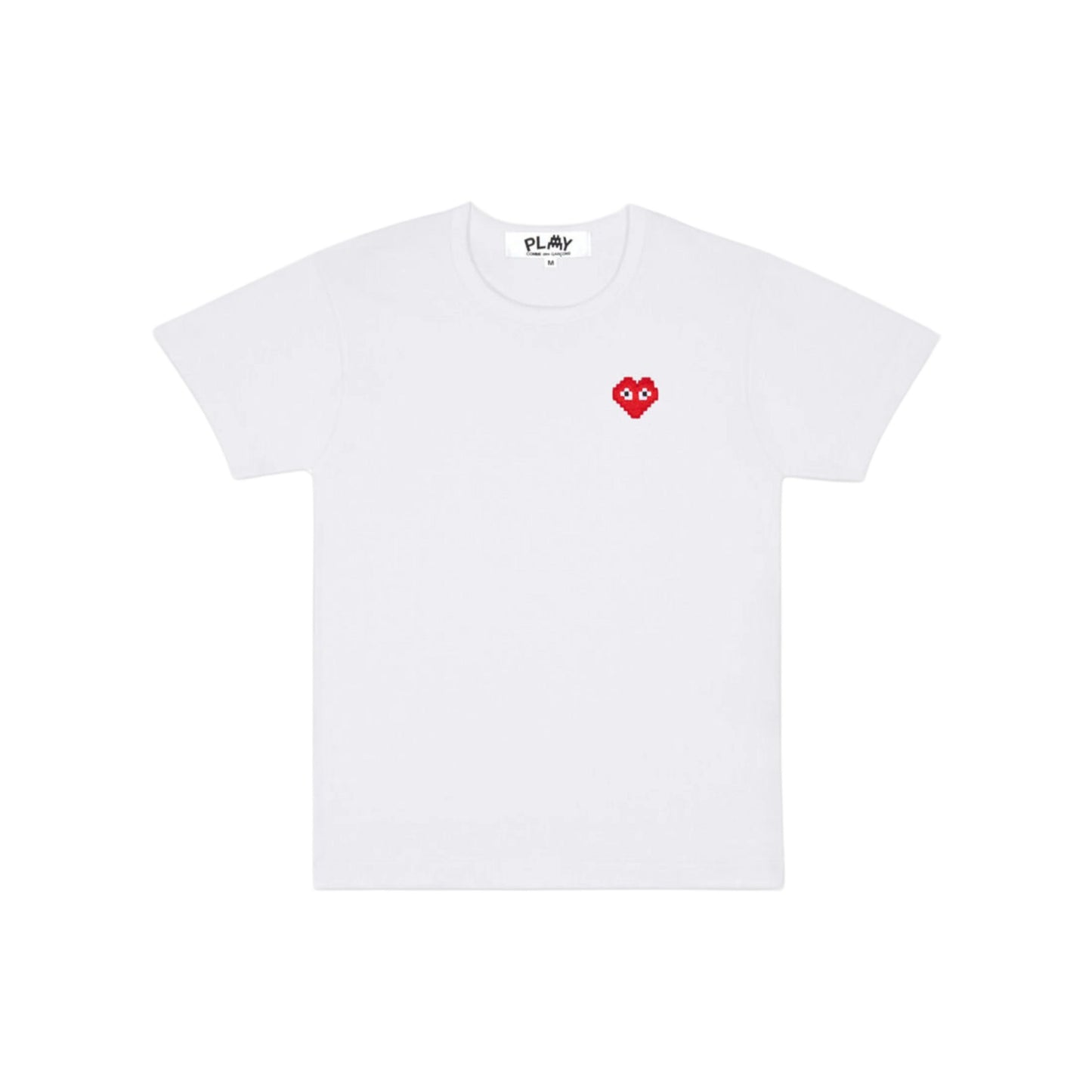 COMME DES GARÇONS PLAY - TEE SHIRT MANCHES COURTES BLANC COEUR ROUGE PIXEL MIXTE - OUT OF COLLECTION : Grandes marques à prix discount, ventes privées H24 7/7 ! 