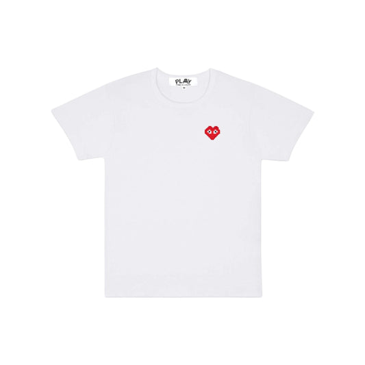 COMME DES GARÇONS PLAY - TEE SHIRT MANCHES COURTES BLANC COEUR ROUGE PIXEL MIXTE - OUT OF COLLECTION : Grandes marques à prix discount, ventes privées H24 7/7 ! 