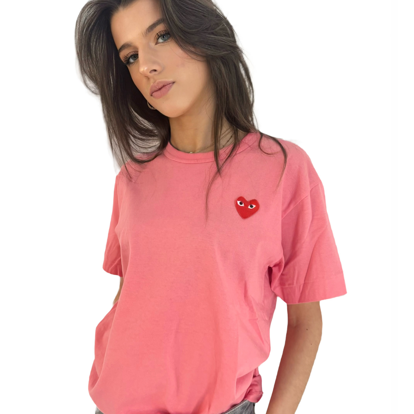 Comme des Garçons - T-shirt rose Coeur rouge Manches courtes Mixte