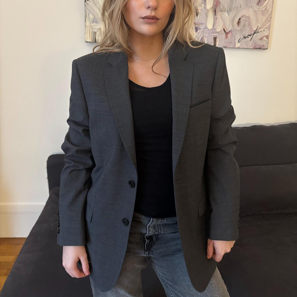 The Kooples Collection - Veste laine grise mico-carreaux slim